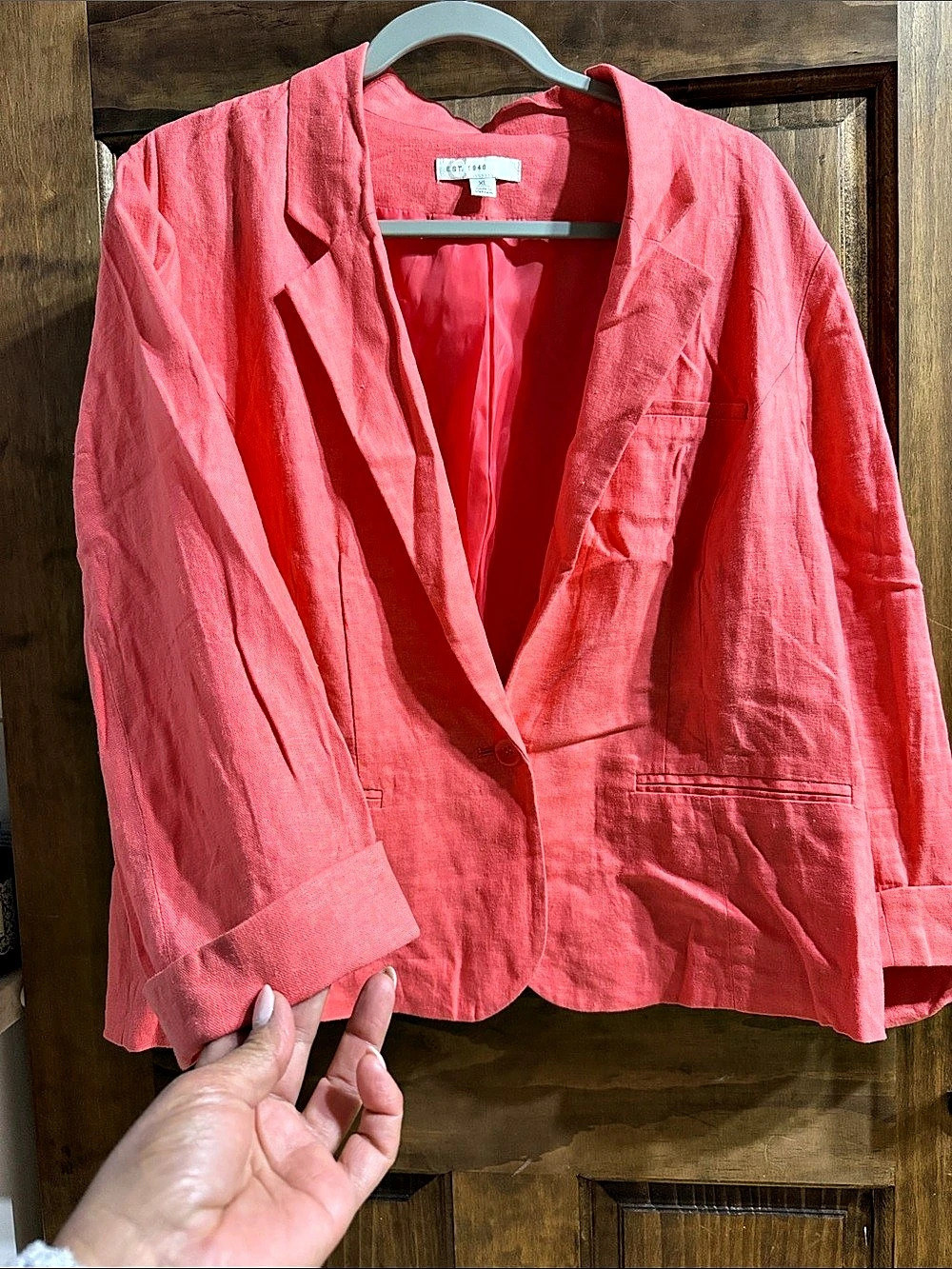Coldwater Creek Linen Blazer in Pink Size XL Like New